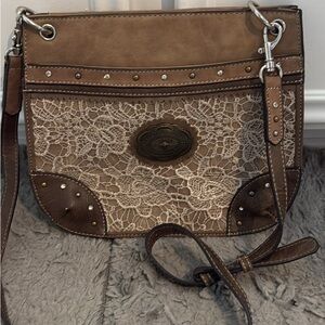 Justin Brown Lace Accent Crossbody Bag new w/o tags